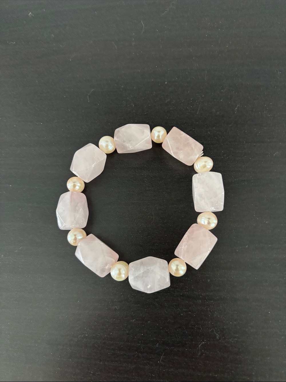 Rose Quartz & Pearl Stretch Bracelet — Women Jewelry